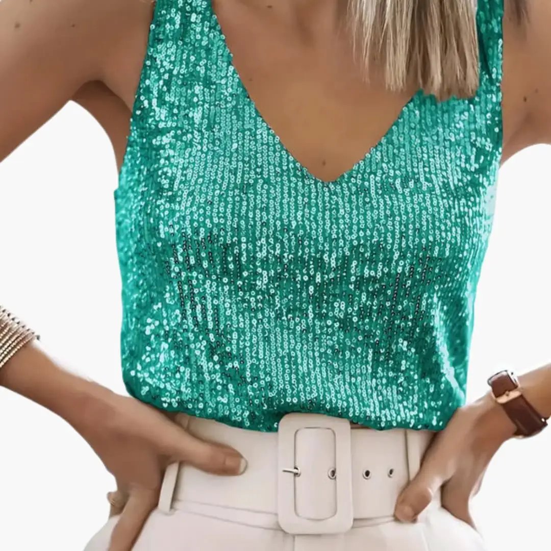 Women’s Sequin V-Neck Party Camisole Tank Top