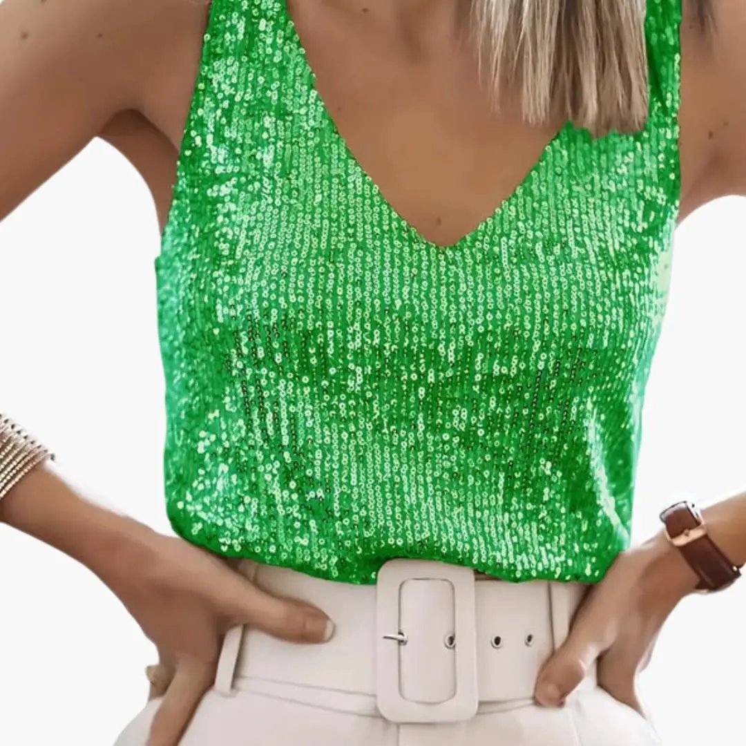Women’s Sequin V-Neck Party Camisole Tank Top