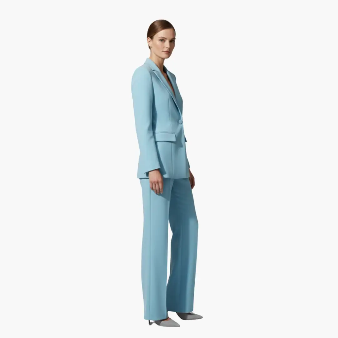 Women’s Tailored Blazer and Wide Leg Pants Suit Set