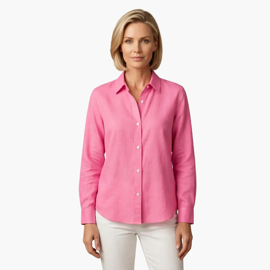 Relaxed Fit Long Sleeve Button Up Blouse for Women