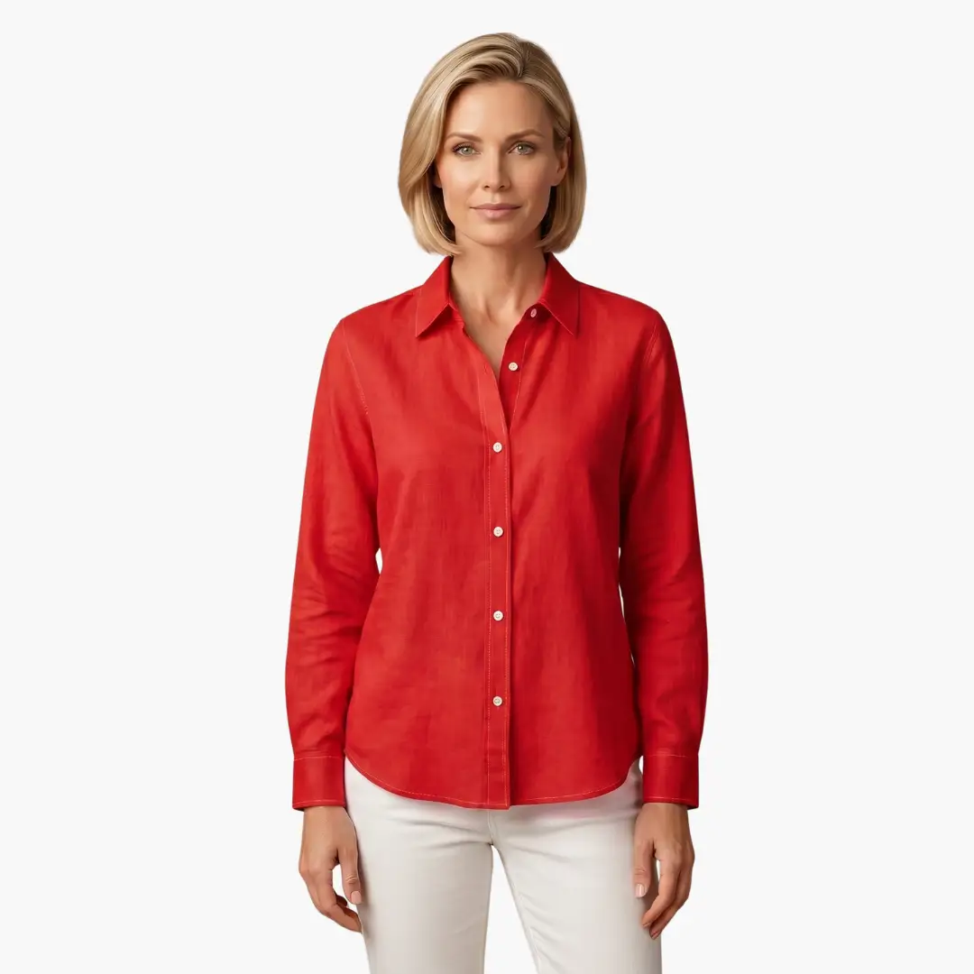 Relaxed Fit Long Sleeve Button Up Blouse for Women