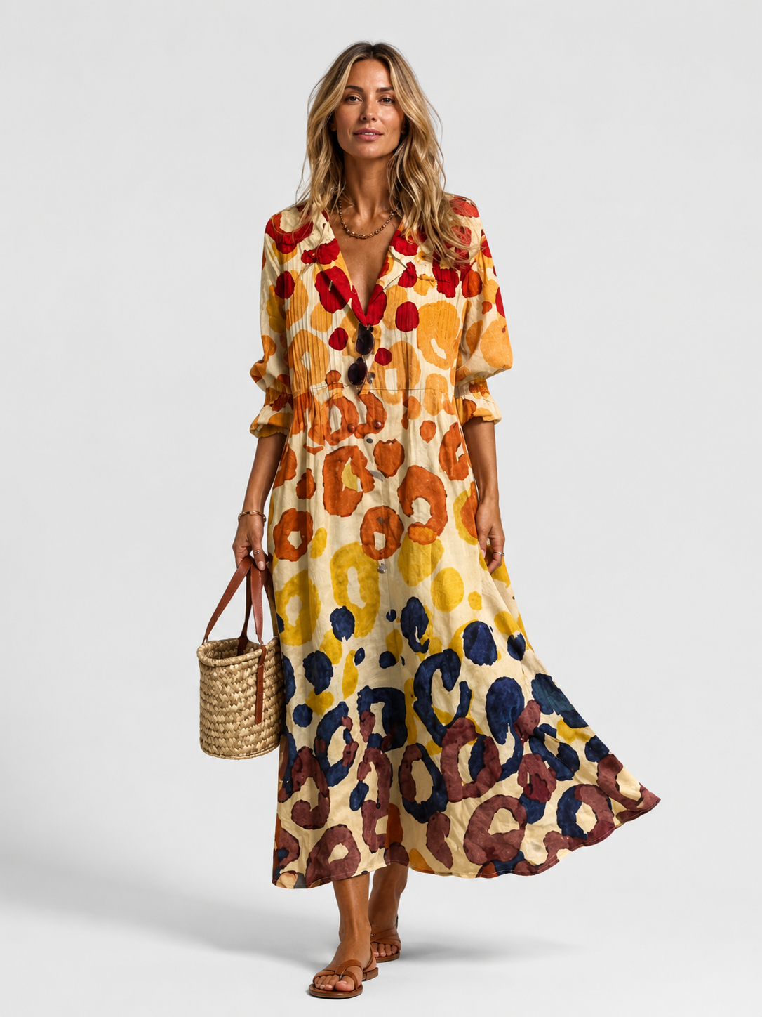 Women’s Boho Floral Printed Summer Maxi Dress
