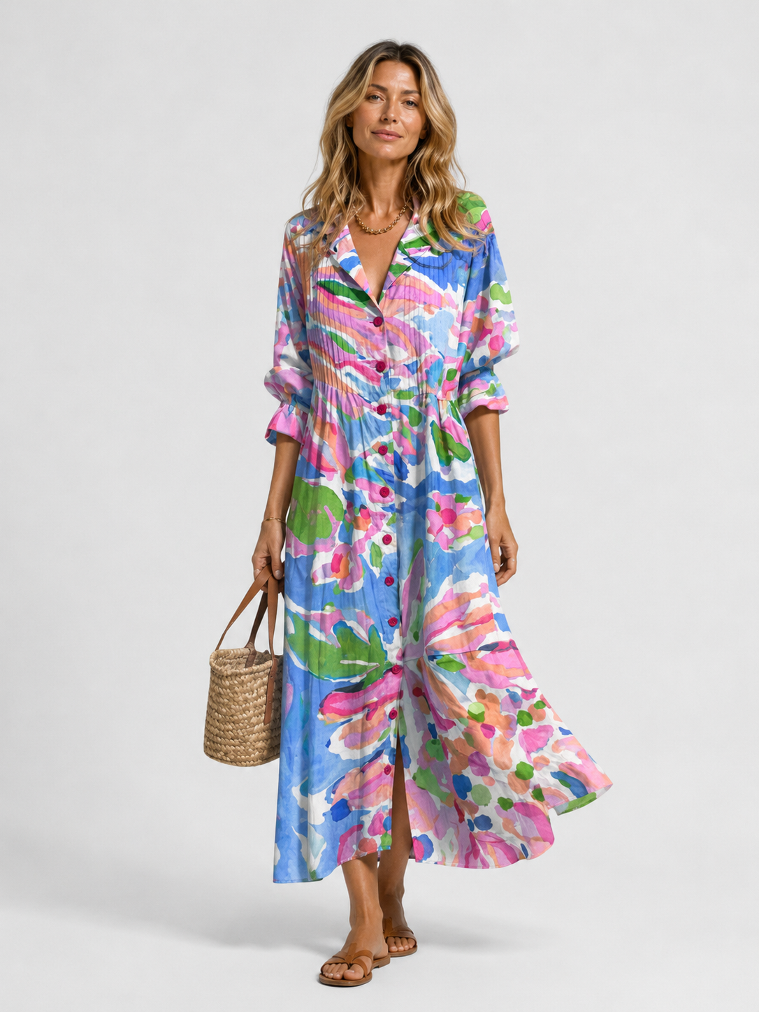 Women’s Boho Floral Printed Summer Maxi Dress