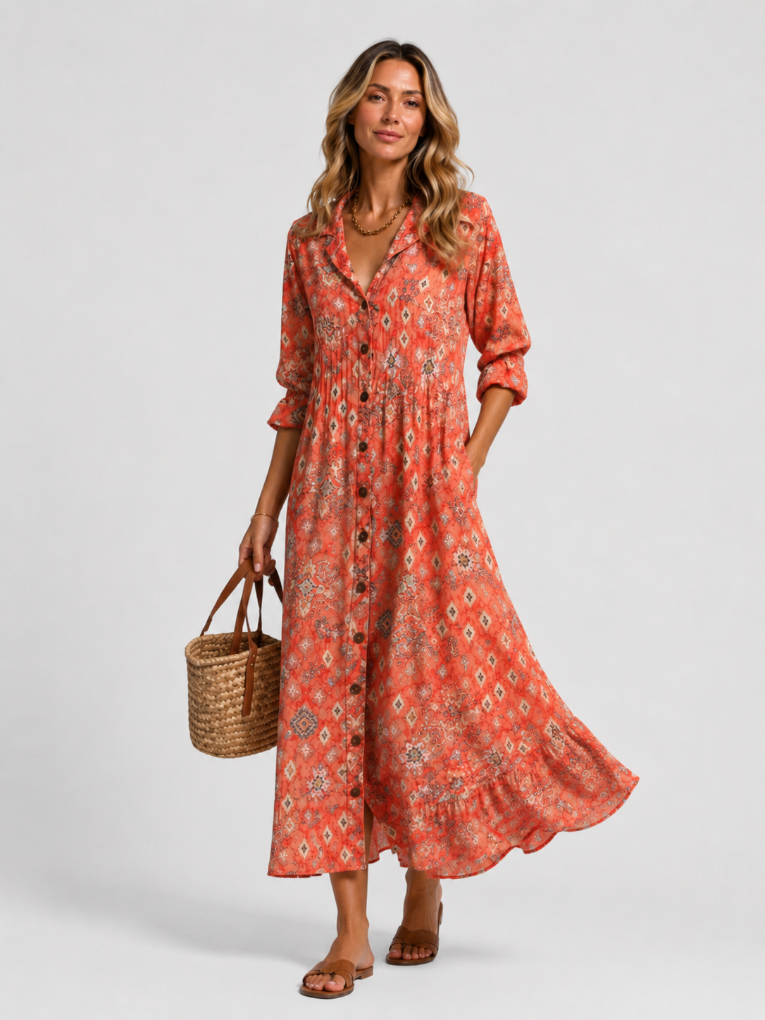 Women’s Boho Floral Printed Summer Maxi Dress