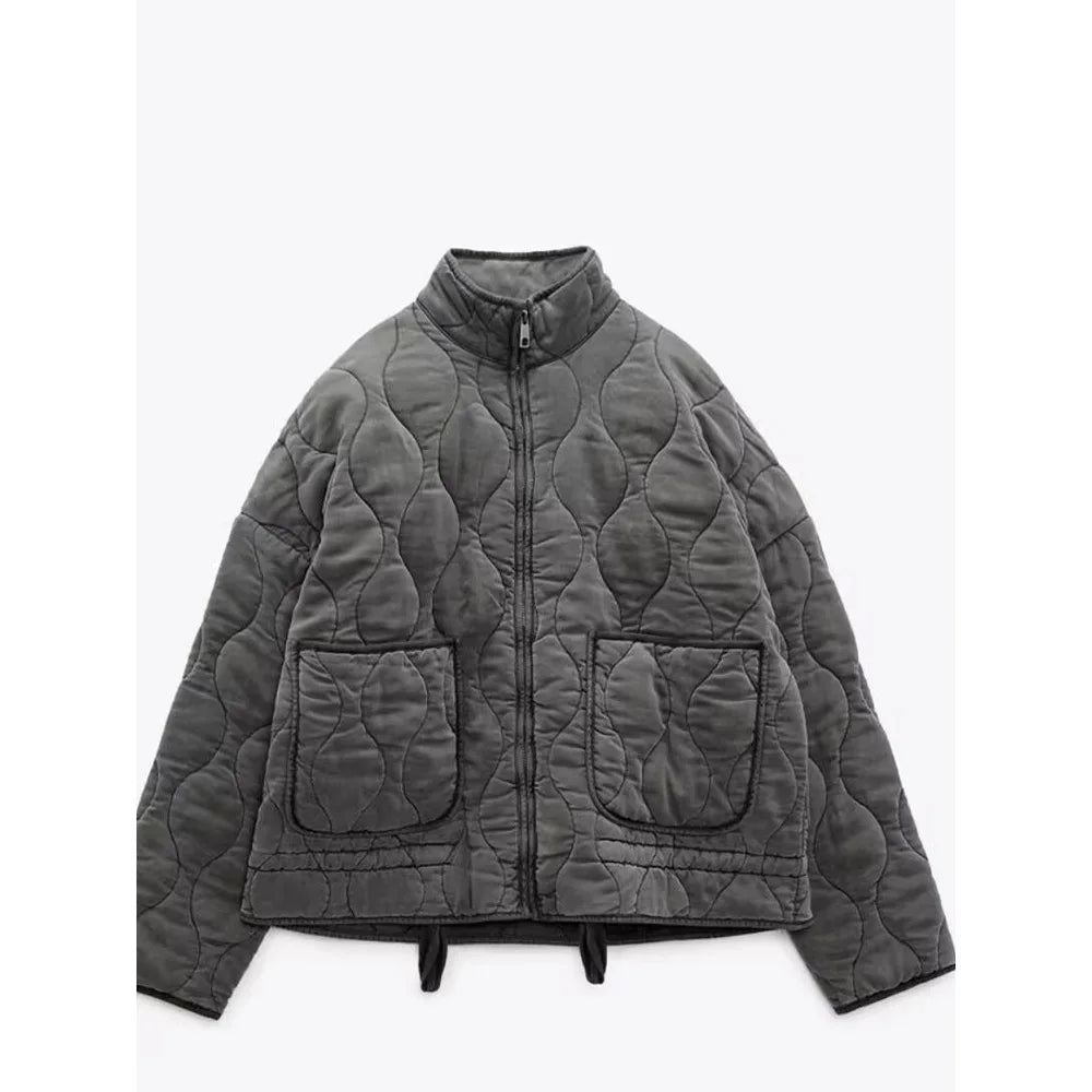 Women’s Quilted Puffer Jacket with Front Zip Closure