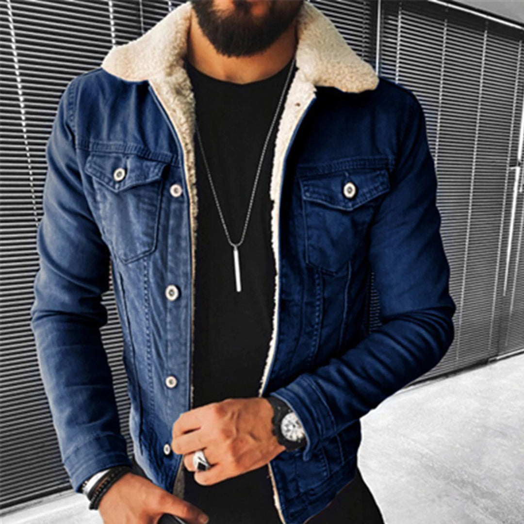 Men’s Casual Sherpa-Lined Denim Jacket
