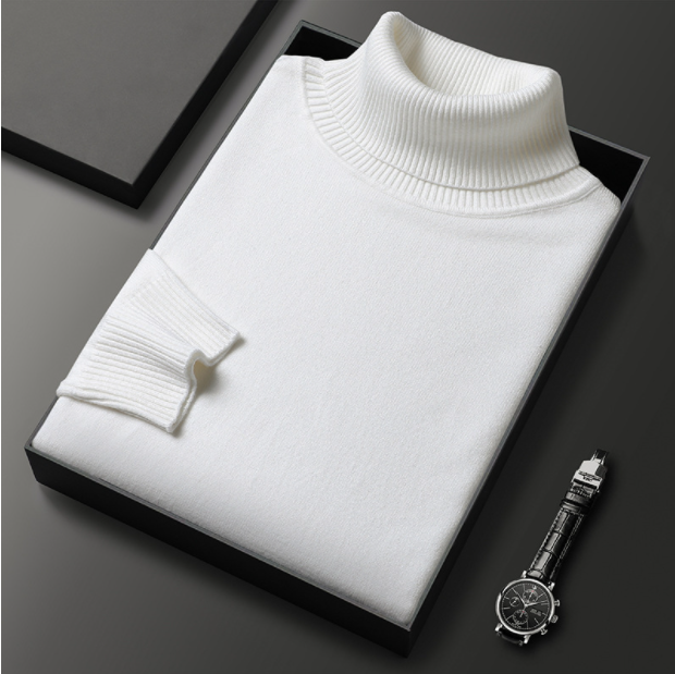Men's Classic Turtleneck Sweater and Ribbed Collar
