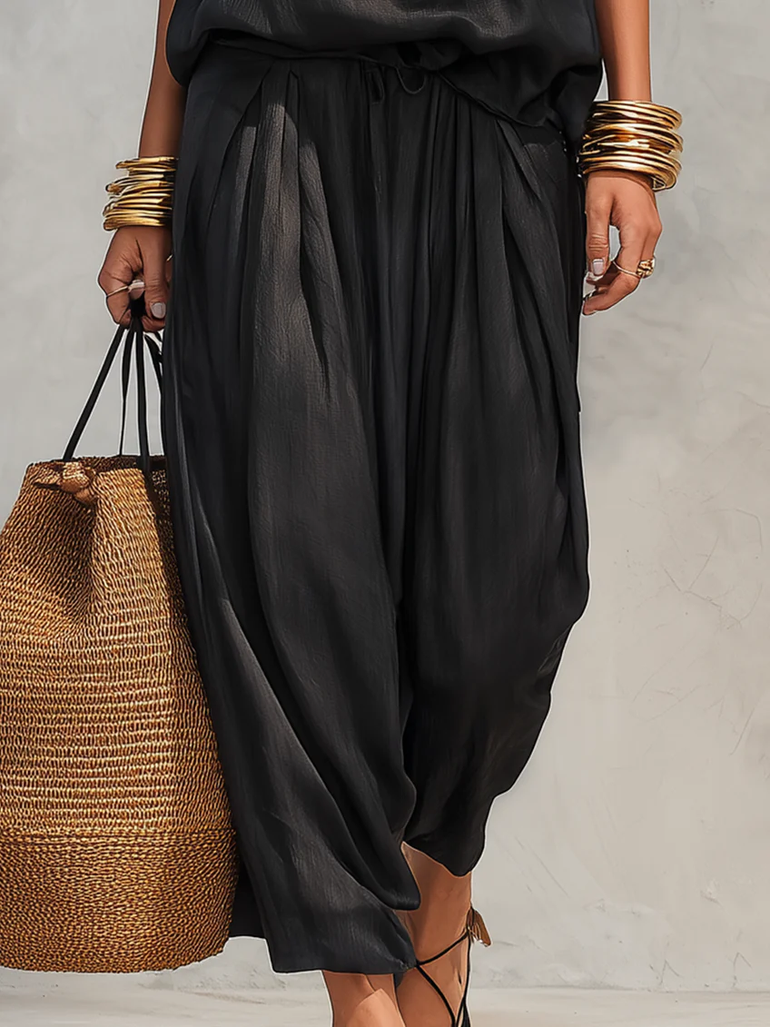 Women's Draped Halter Top & Harem Trouser Co-Ord Set