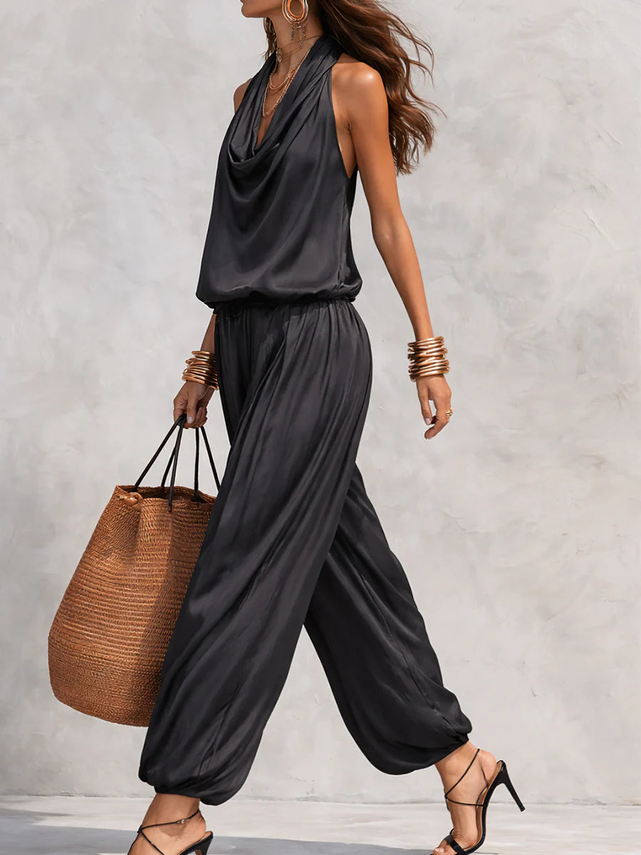 Women's Draped Halter Top & Harem Trouser Co-Ord Set