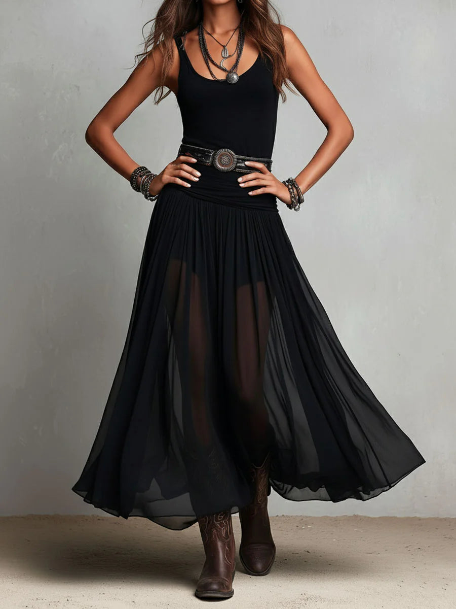Women's Moonlit Flow Sheer Maxi Dress