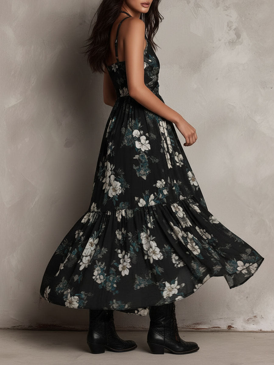 Women's Midnight Bloom Cascade Dress