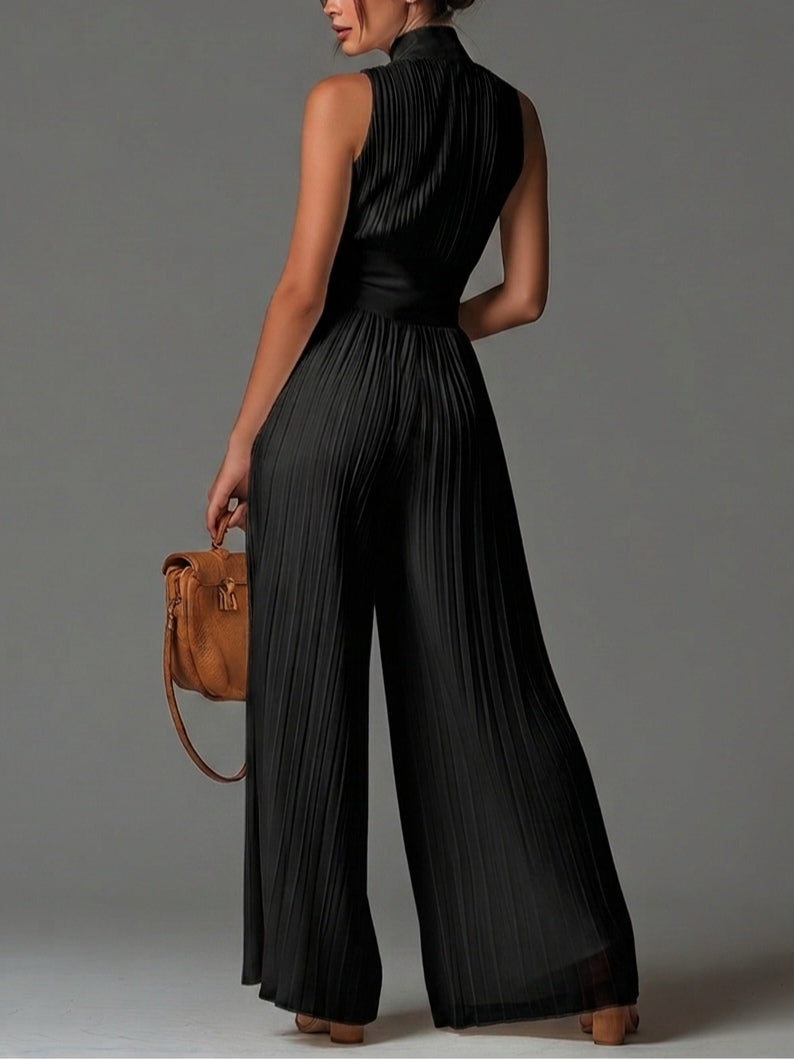 Women's Midnight Plissé Palazzo Jumpsuit