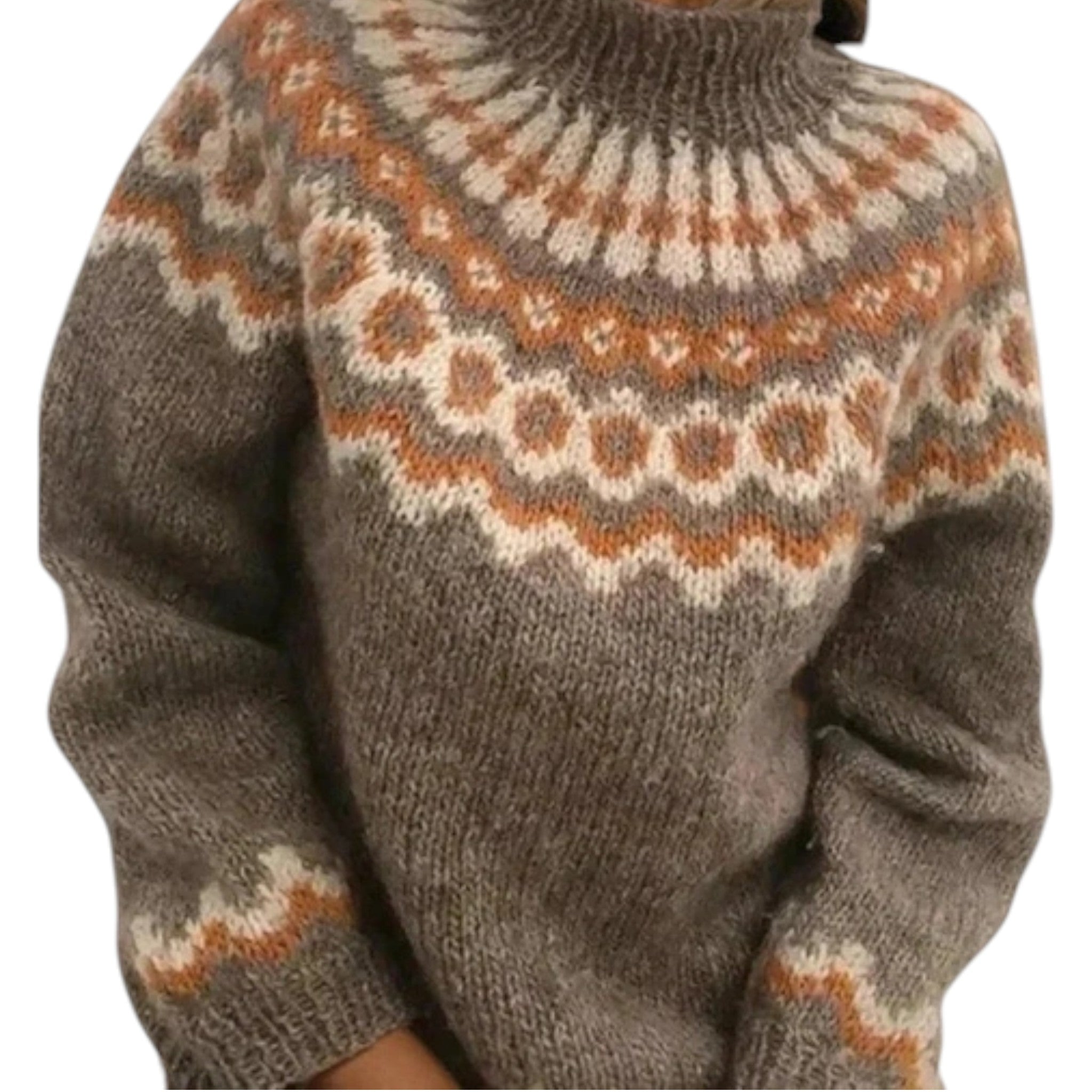 Women's Nordic Fair Isle Turtleneck Knit Sweater