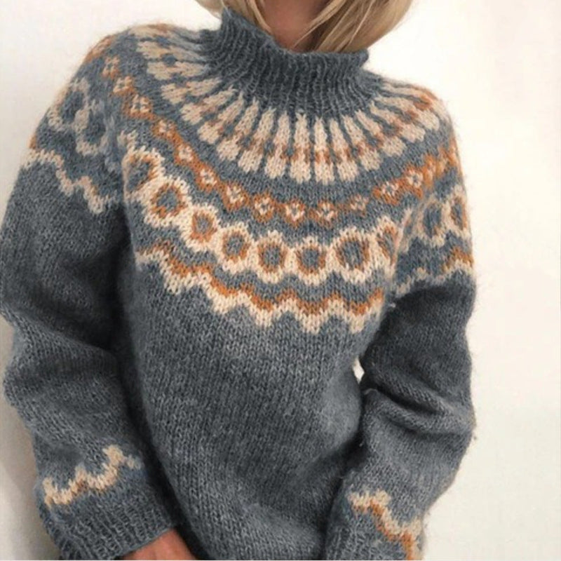 Women's Nordic Fair Isle Turtleneck Knit Sweater