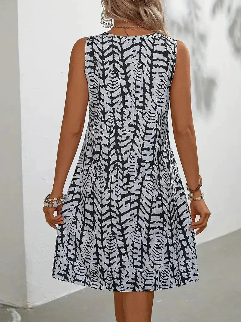 Women's Sleeveless Summer Dress Abstract Print