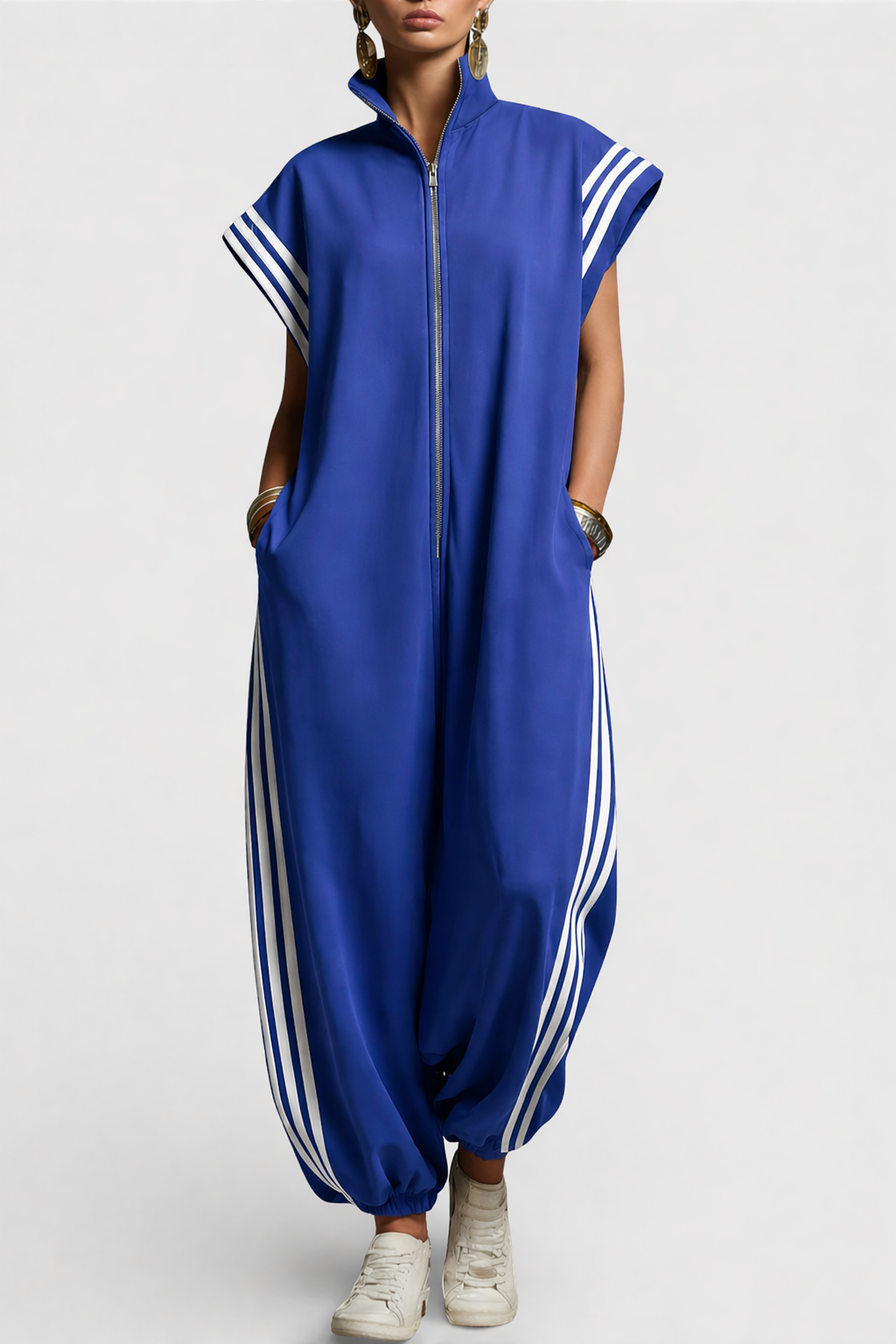 Women's Sleeveless Zip Neck Jumpsuit