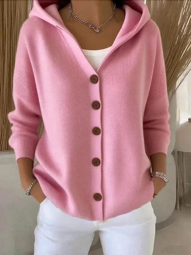 Women's Hooded Button-Front Knit Cardigan
