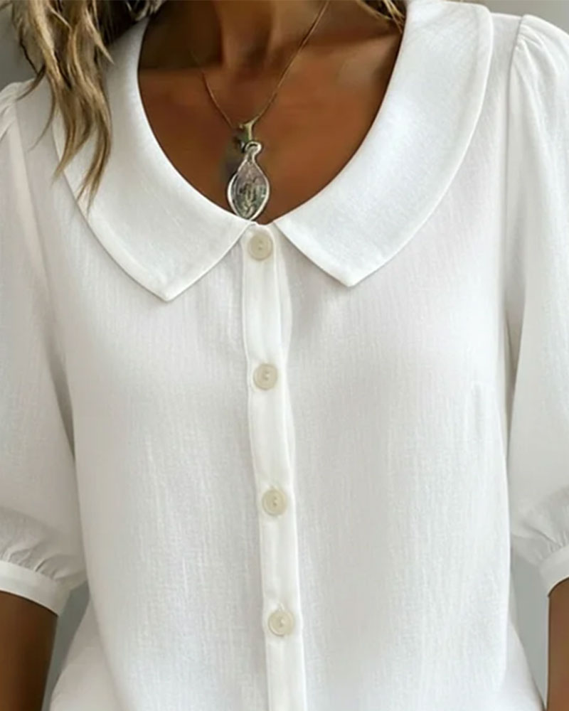 Women's Blouse Peter Pan Collar 3/4 Sleeve