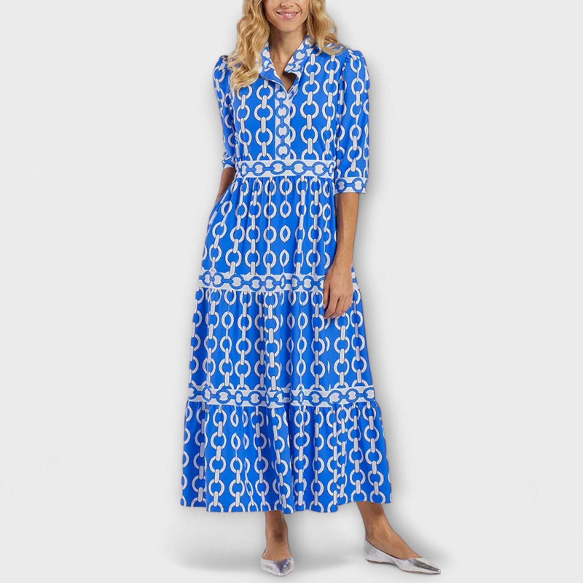 Women's Sleeveless Midi Dress Chain Pattern