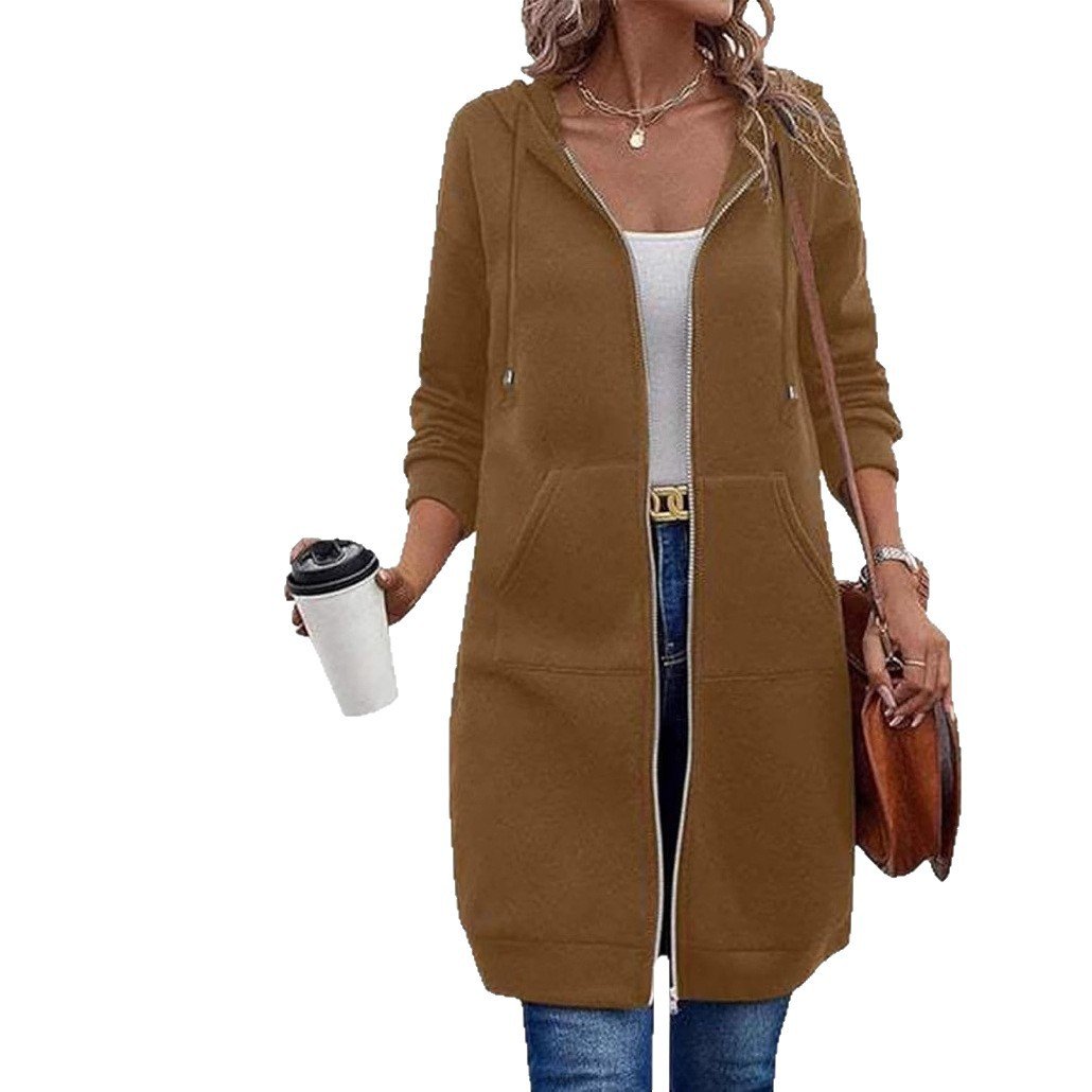 Women's Knee Length Long Zip Hoodie