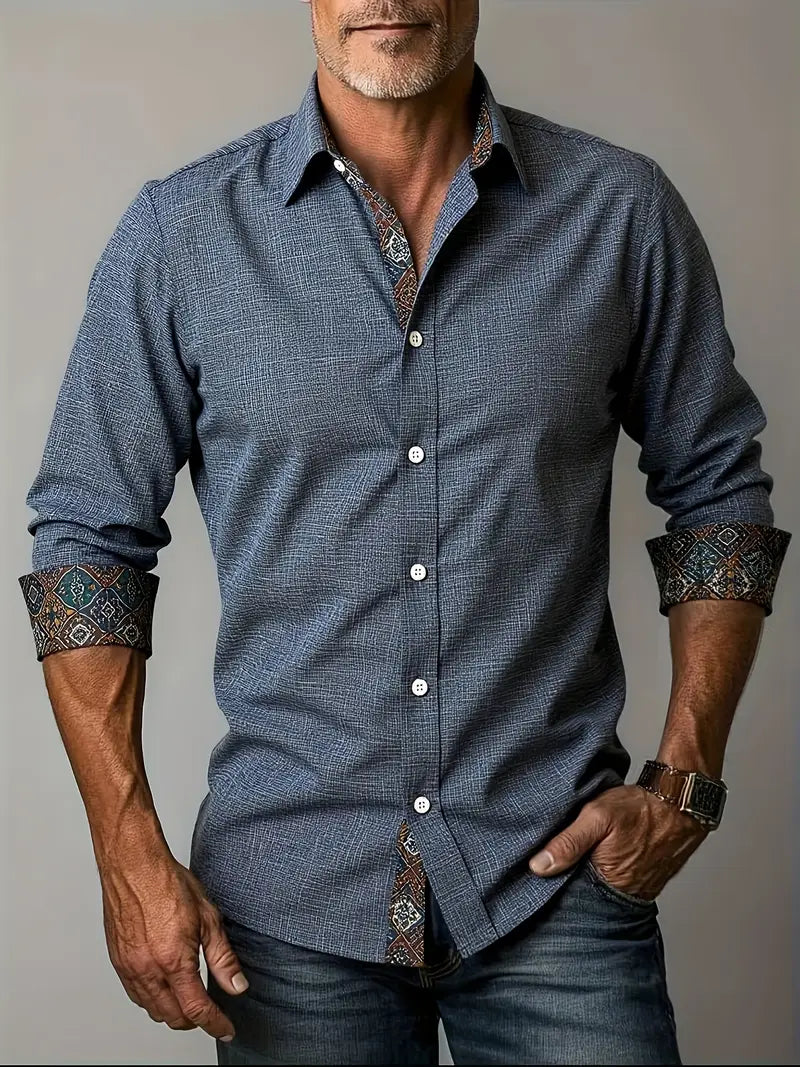 Men's Tailored Button-Up Shirt with Contrast Details