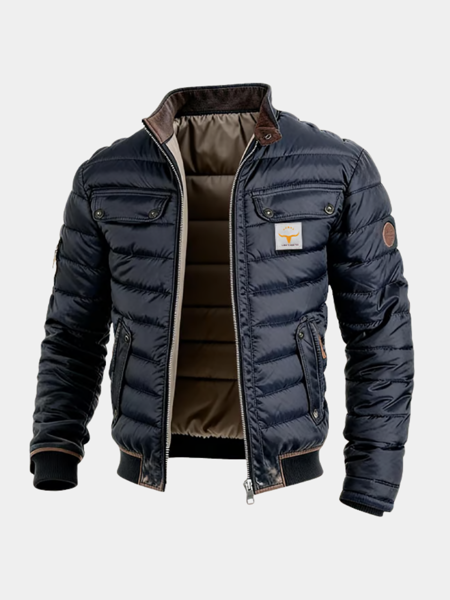 Men's Quilted Puffer Jacket with Full-Zip Front