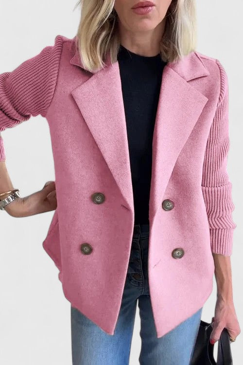 Women's Elegant Double-Breasted Knit Blazer