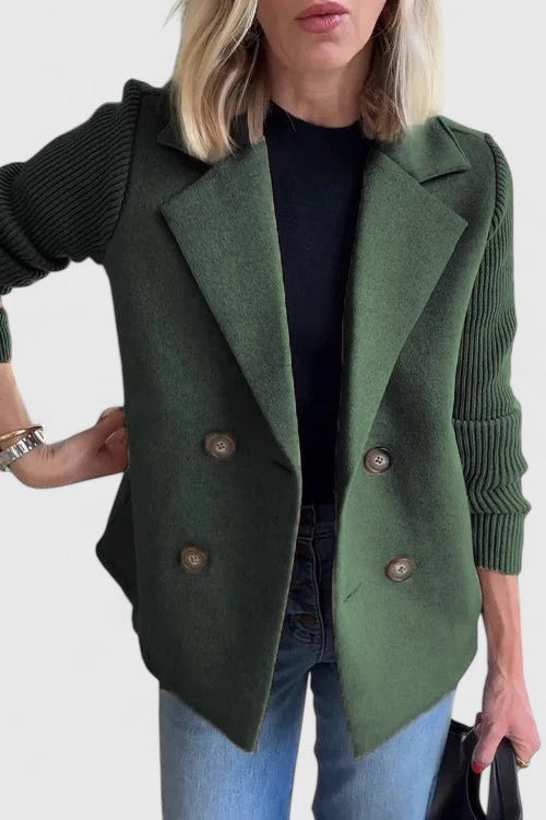 Women's Elegant Double-Breasted Knit Blazer