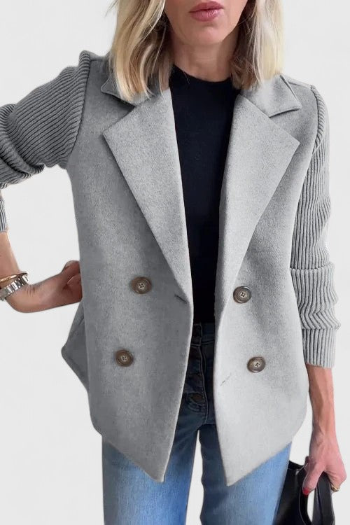 Women's Elegant Double-Breasted Knit Blazer