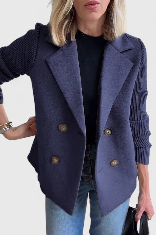 Women's Elegant Double-Breasted Knit Blazer