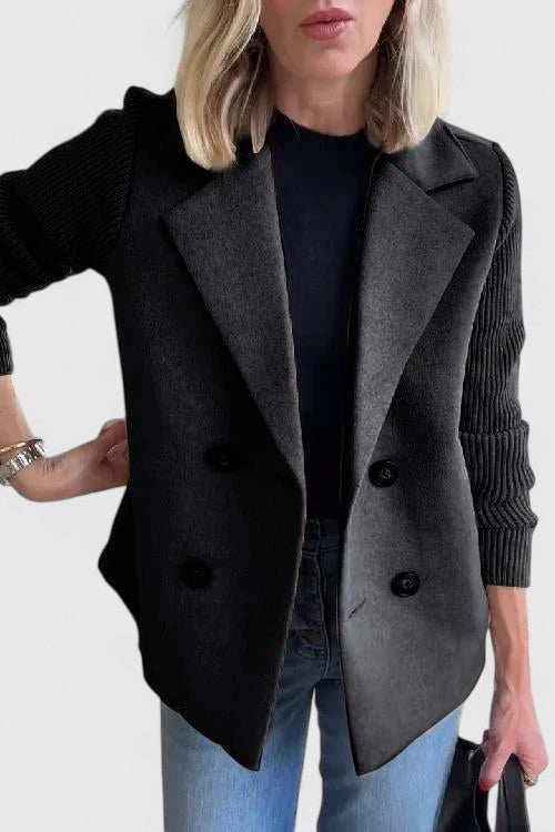 Women's Elegant Double-Breasted Knit Blazer