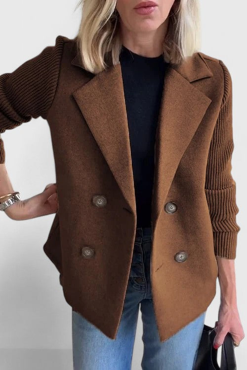 Women's Elegant Double-Breasted Knit Blazer