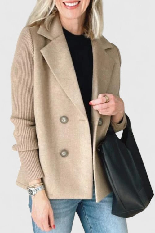 Women's Elegant Double-Breasted Knit Blazer