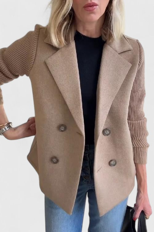 Women's Elegant Double-Breasted Knit Blazer