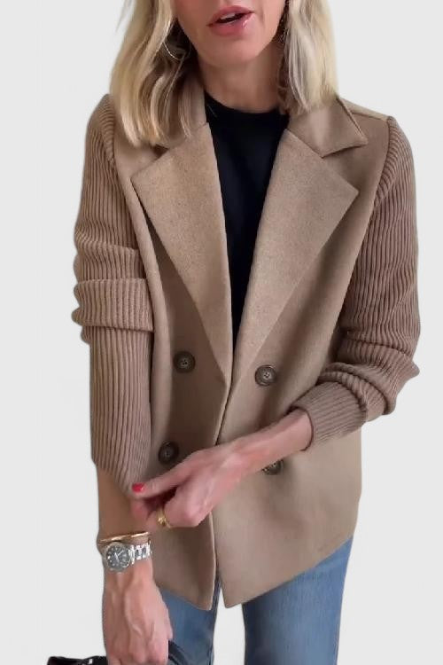 Women's Elegant Double-Breasted Knit Blazer