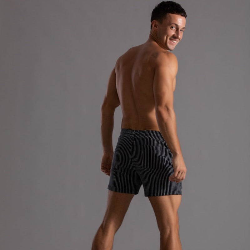 Men's Striped Drawstring Swim Shorts
