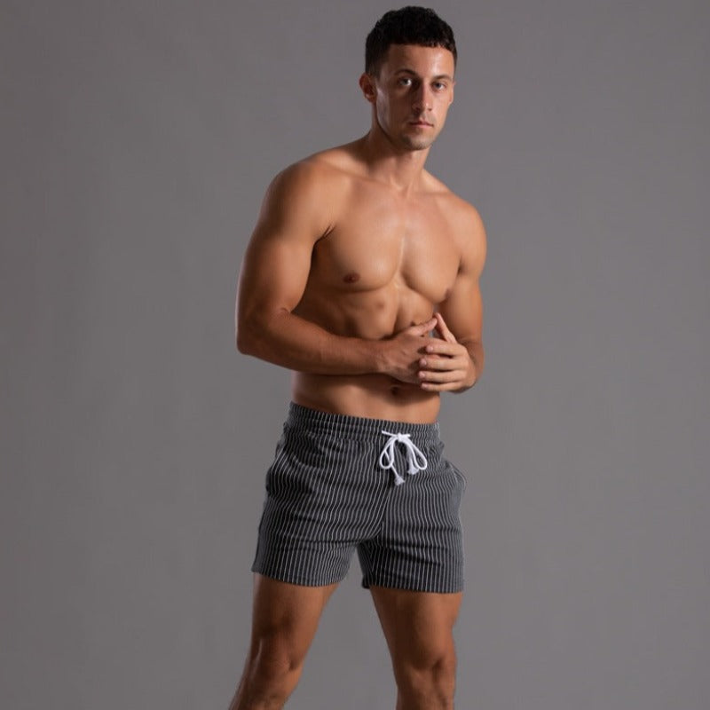 Men's Striped Drawstring Swim Shorts