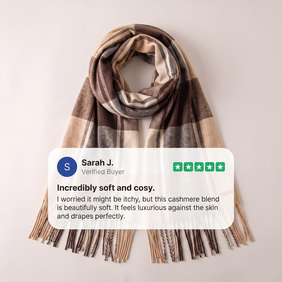 Women's Soft Checked Wrap Fringe Scarf