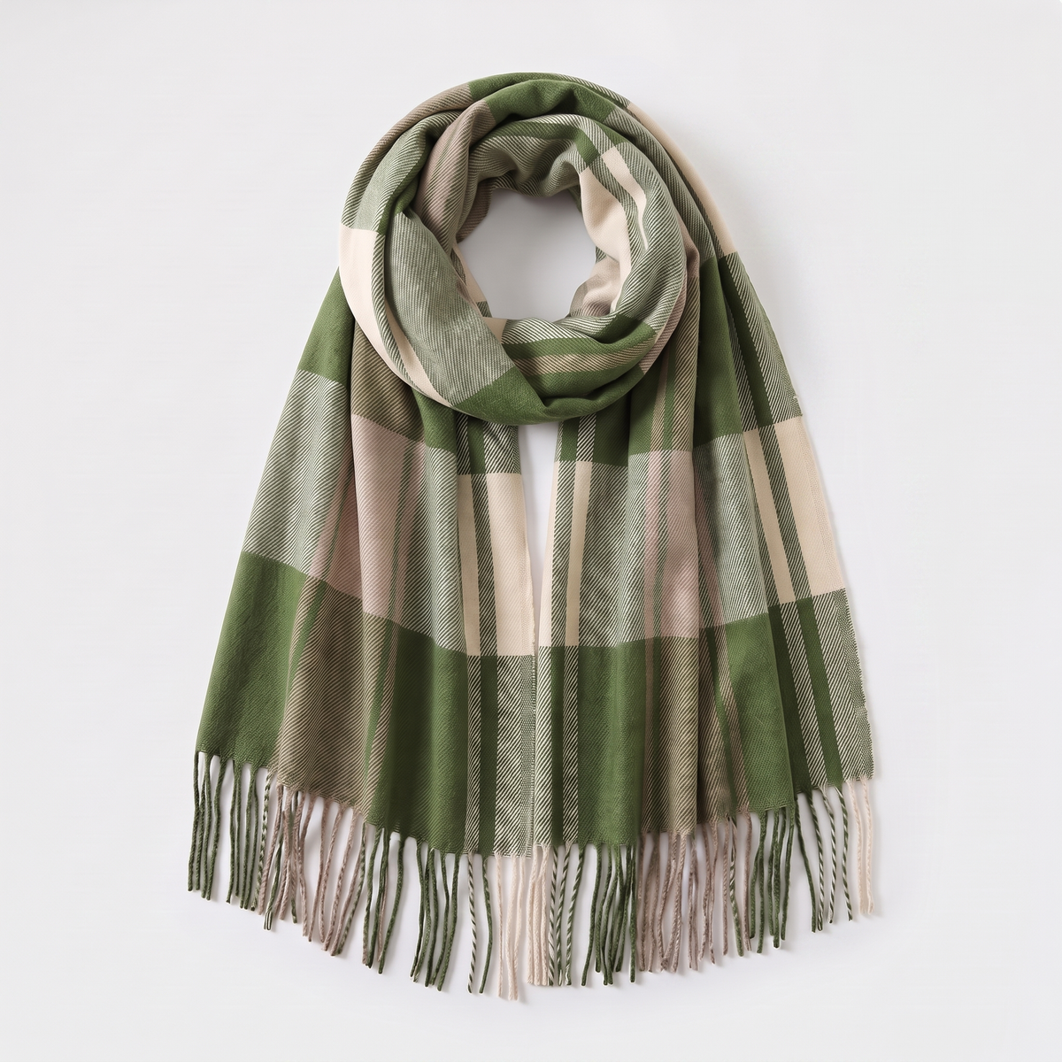 Women's Soft Checked Wrap Fringe Scarf