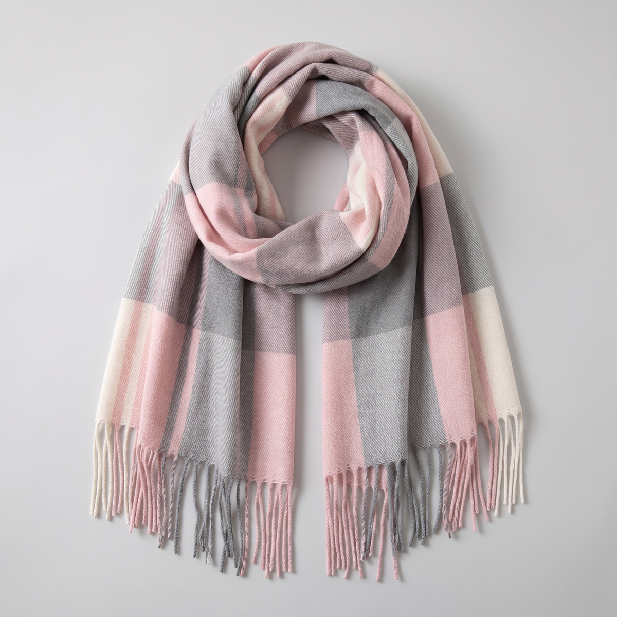 Women's Soft Checked Wrap Fringe Scarf