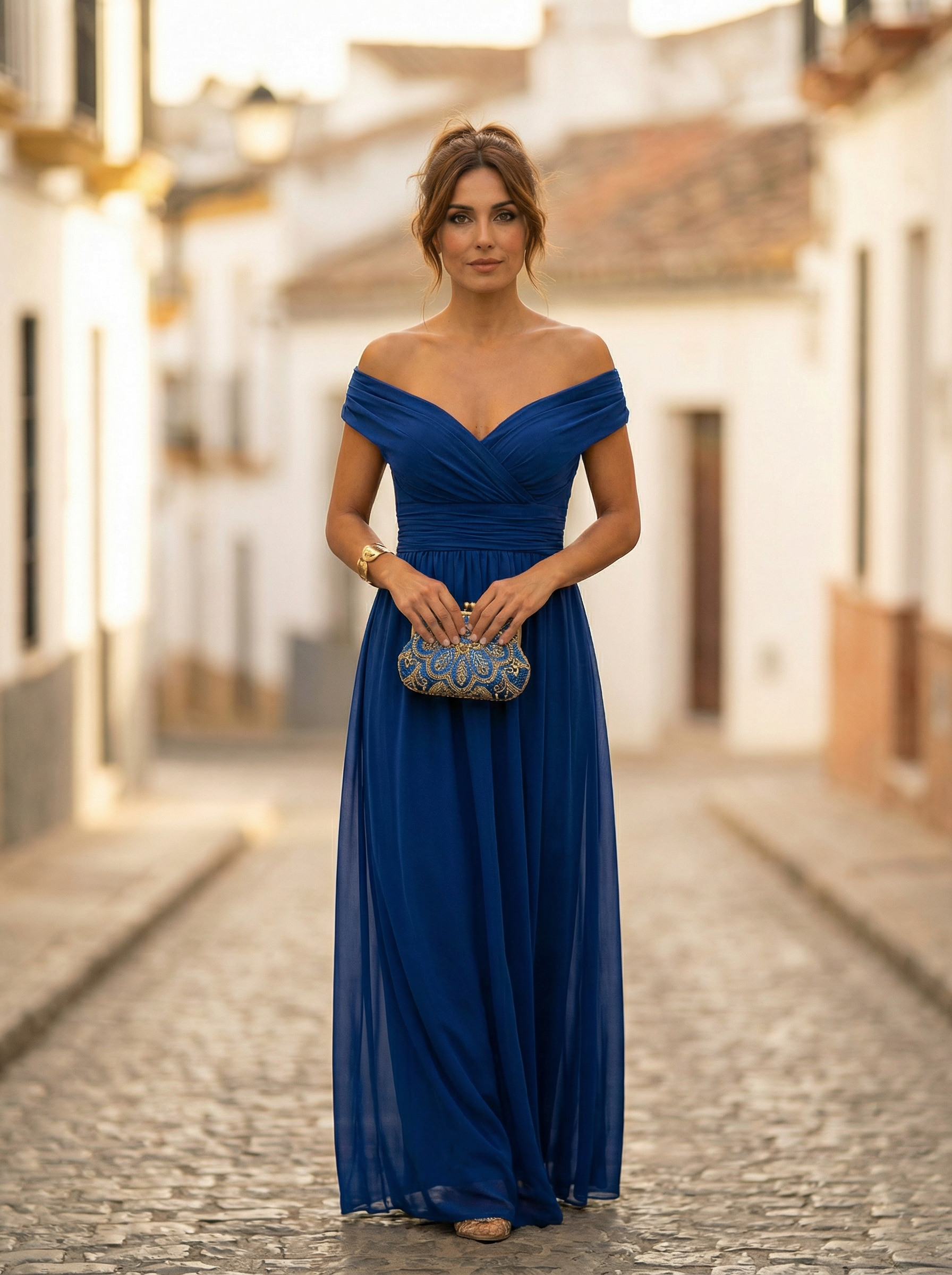 Women's Elegant Off-Shoulder Ruched Maxi Dress
