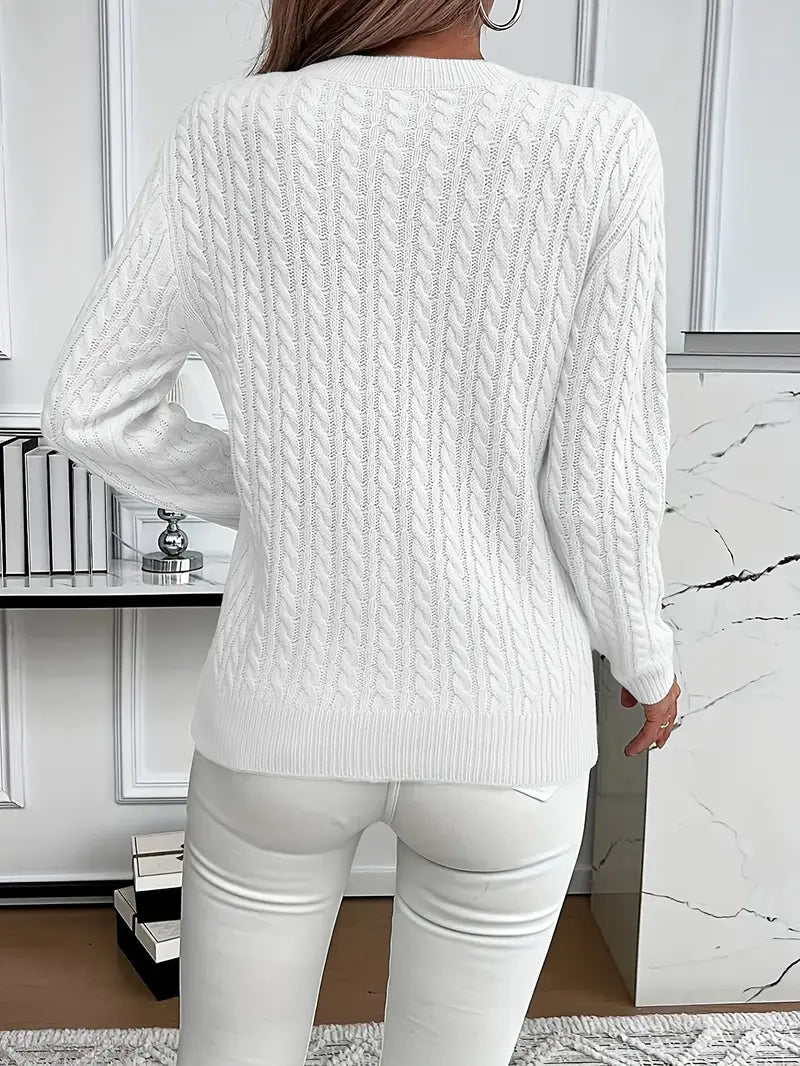 Women's Cable Knit Sweater Relaxed Fit
