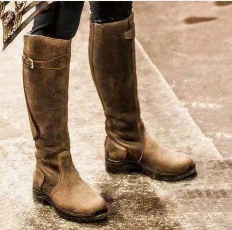 Women’s Buckle Detail Knee-High Riding Boots
