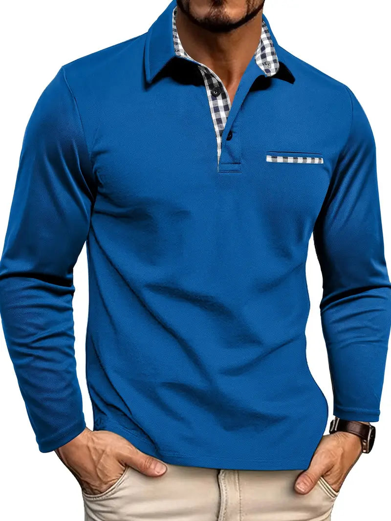 Men's Long Sleeve Polo Shirt Check Details