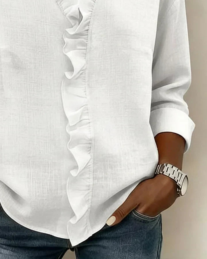 Women's Lightweight V-Neck Blouse with Ruffles