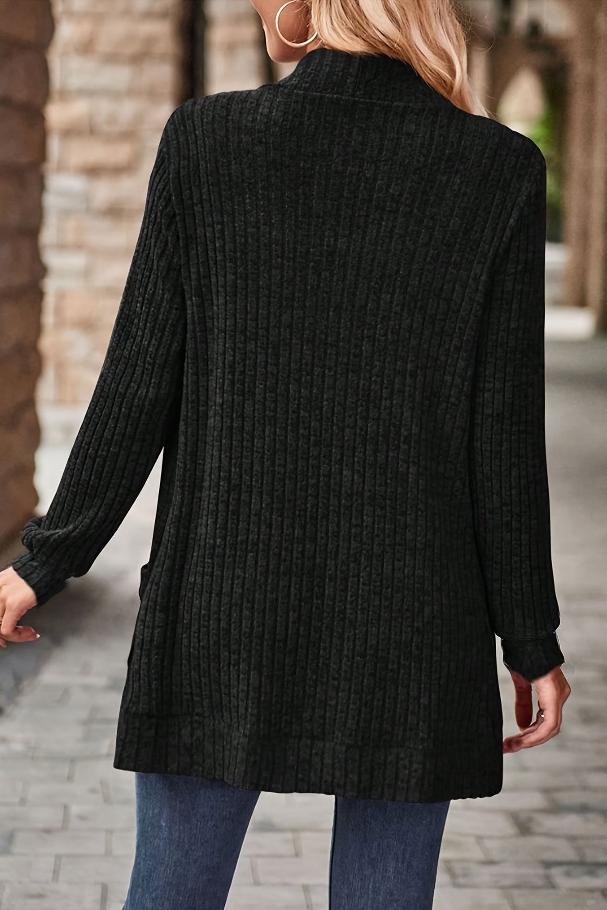 Women's Long Open Front Cardigan with Pockets
