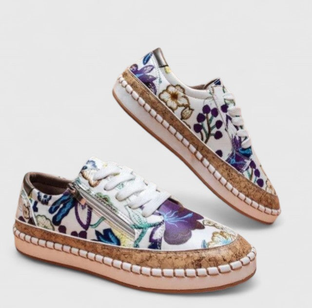 Women's Floral Lace-Up Casual Sneakers