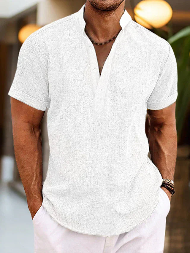 Men's Summer Henley Short Sleeve Shirt