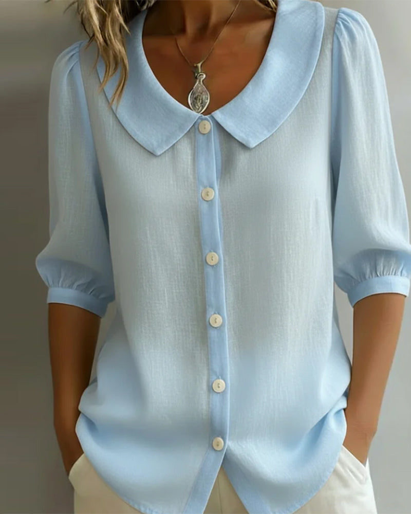Women's Blouse Peter Pan Collar 3/4 Sleeve