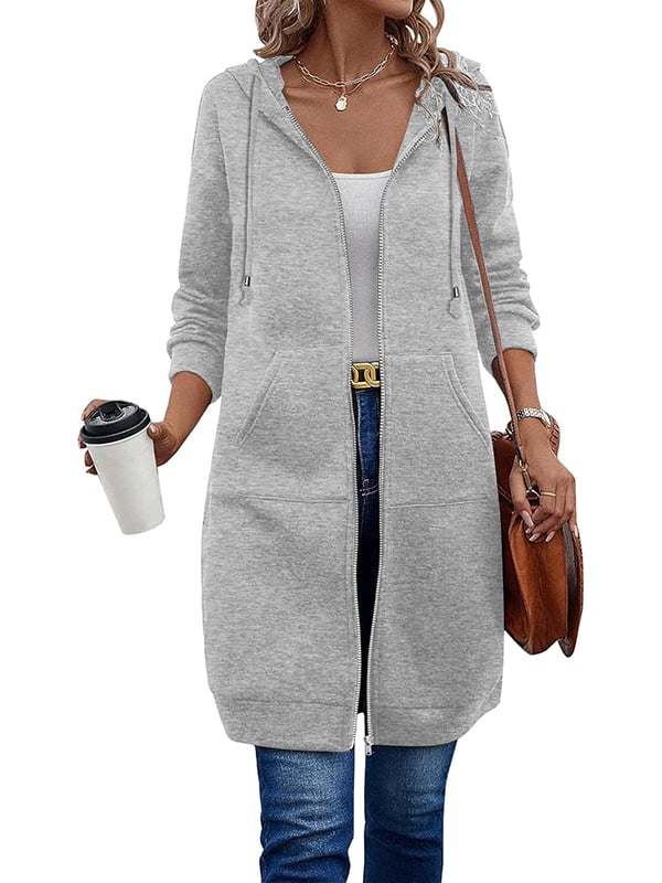 Women's Knee Length Long Zip Hoodie